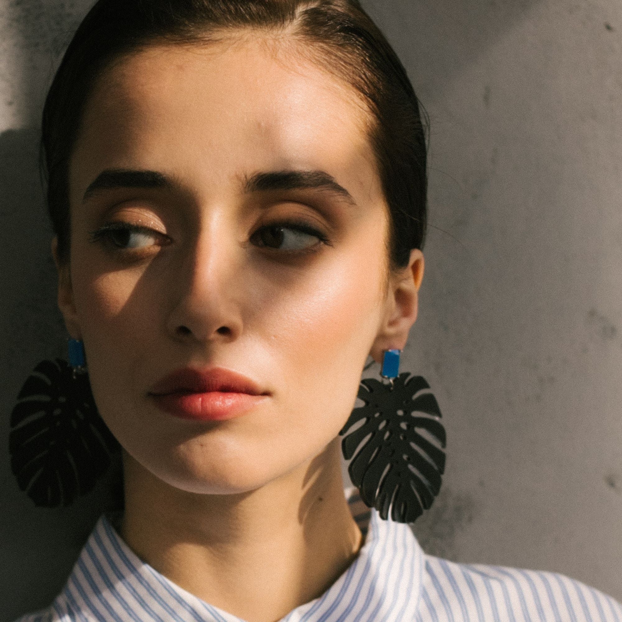 Black Monstera Statement Earrings