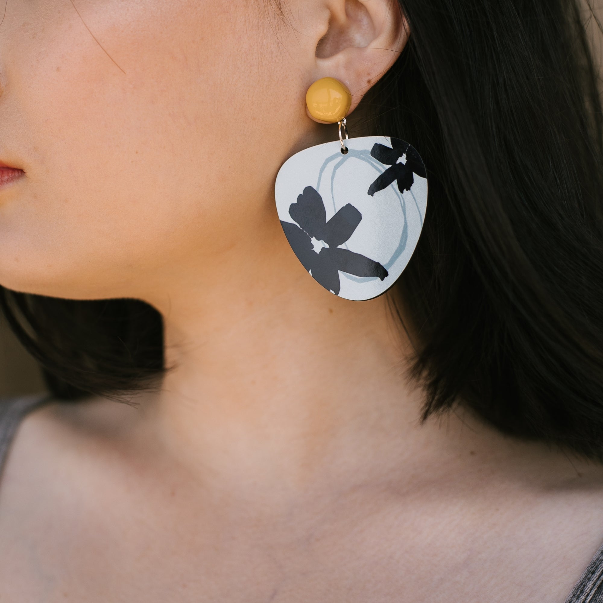 The Yellow Islands - original printed statement earrings