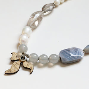 Agates, Quartz and Pearls and Monodiko Necklace