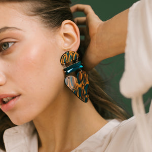 Turquoise Shores - Statement heart-shaped earrings