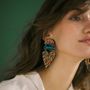 Turquoise Shores - Statement heart-shaped earrings