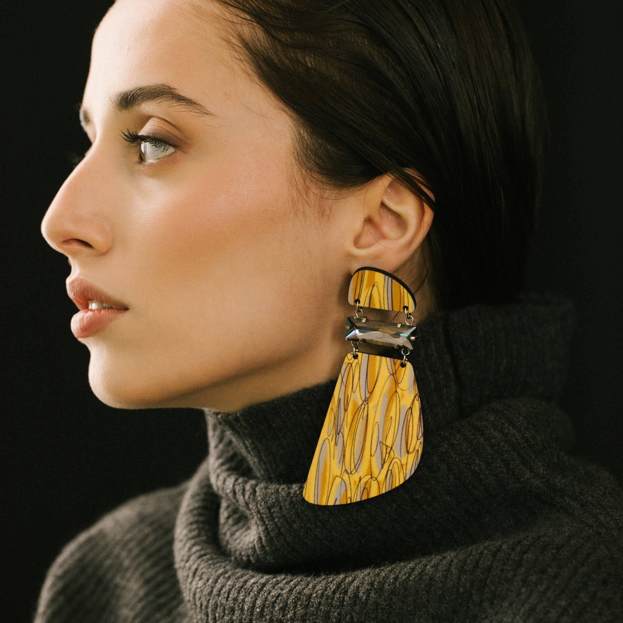 Yellow Drizzle - Statement Big Long Earrings