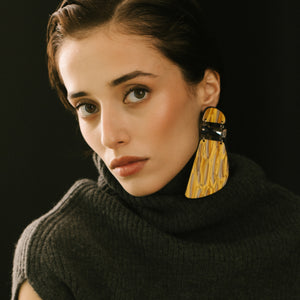 Yellow Drizzle - Statement Big Long Earrings