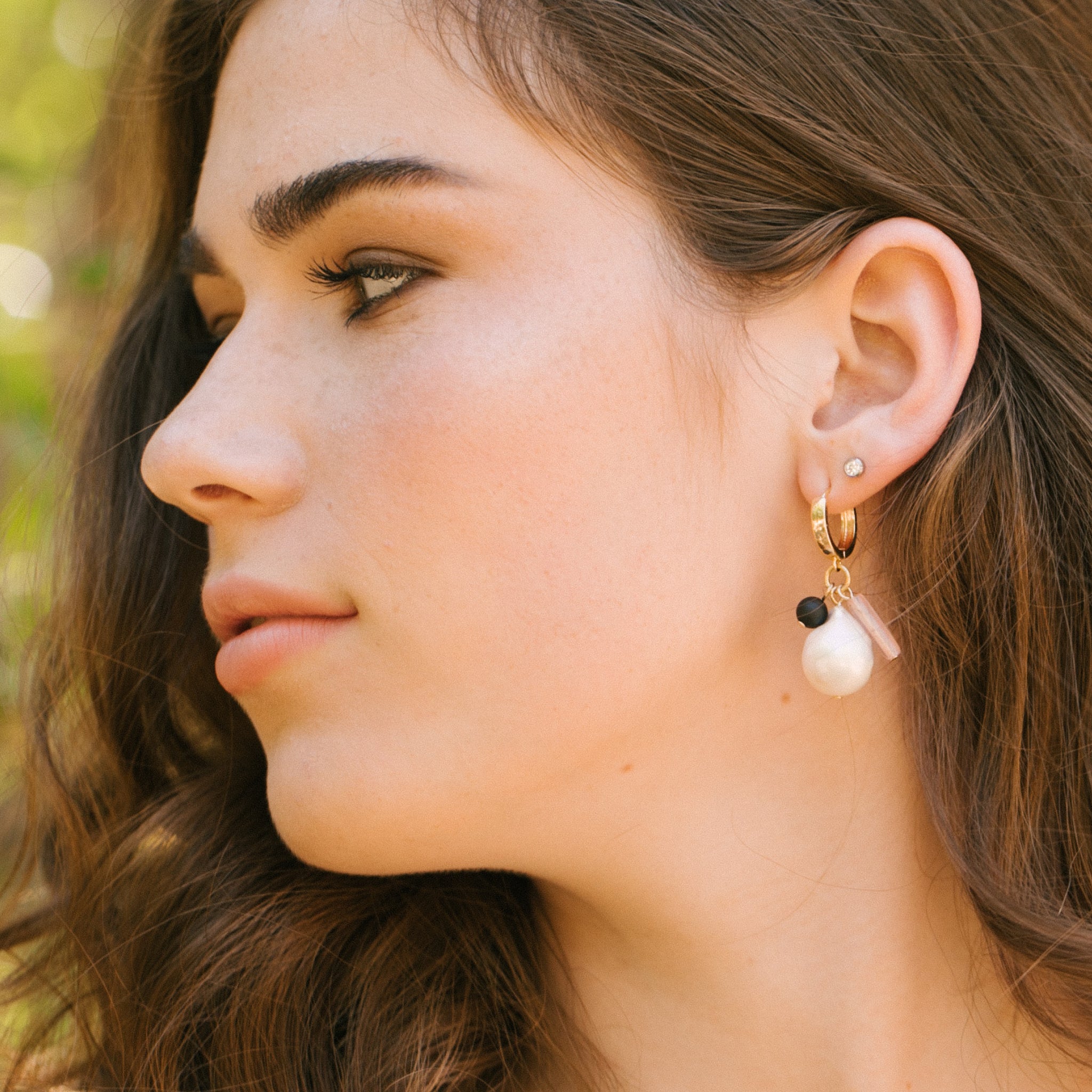 Chloe Pearl Hoop & Charm Earring | Julie Vos