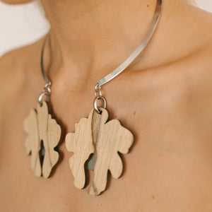 Libera Necklace:  African Walnut Wood: Yellow